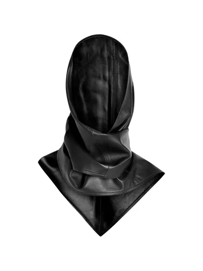 Nour Hammour Leather Balaclava In Burgundy