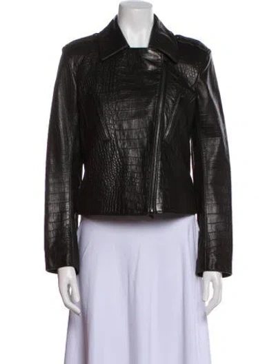 Pre-owned Nour Hammour Leather Biker Jacket In Black