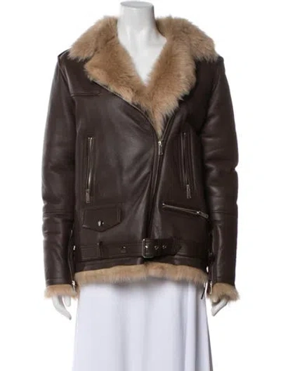 Pre-owned Nour Hammour Leather Biker Jacket In Black