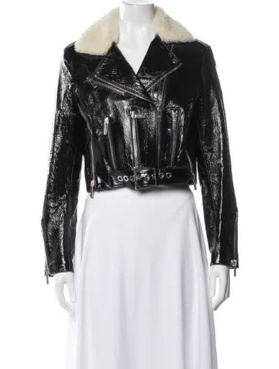 Pre-owned Nour Hammour Leather Biker Jacket In Black