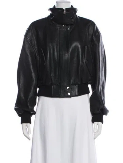 Pre-owned Nour Hammour Leather Biker Jacket In Black