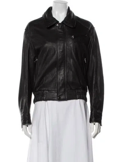 Pre-owned Nour Hammour Leather Biker Jacket In Black
