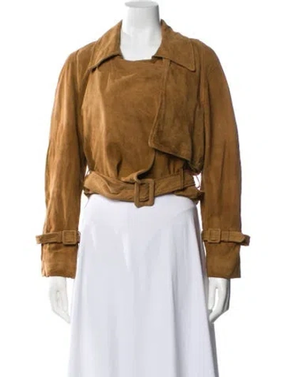 Pre-owned Nour Hammour Leather Biker Jacket In Brown