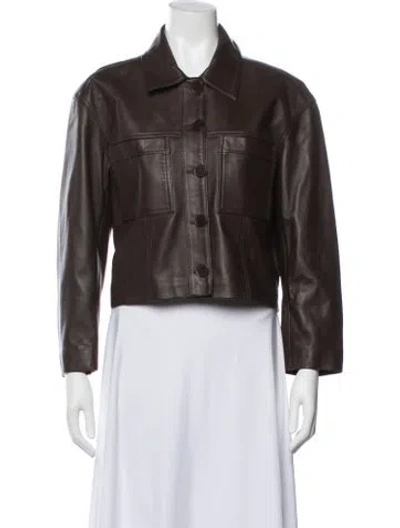 Pre-owned Nour Hammour Leather Biker Jacket In Brown