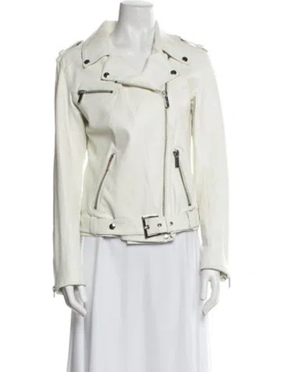 Pre-owned Nour Hammour Leather Biker Jacket In Neutral