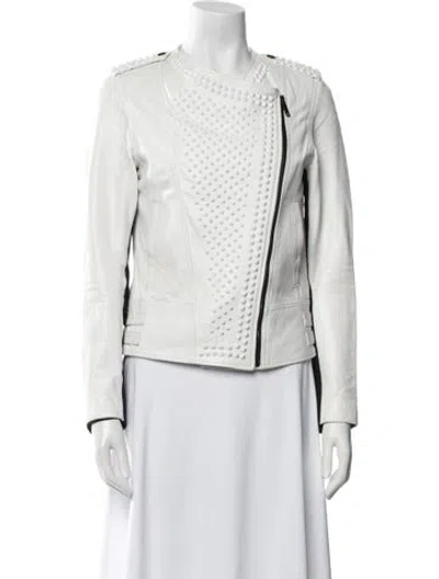 Pre-owned Nour Hammour Leather Biker Jacket In Neutrals