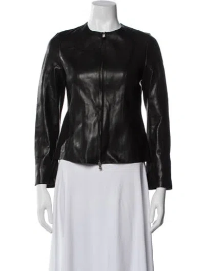 Pre-owned Nour Hammour Leather Biker Jacket W/ Tags In Black