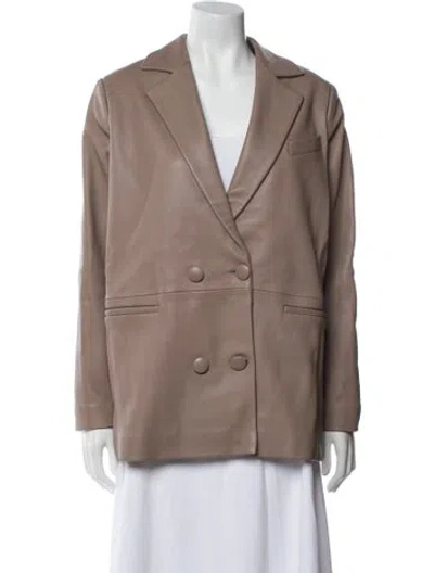 Pre-owned Nour Hammour Leather Blazer In Brown
