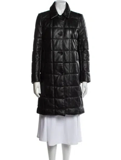 Pre-owned Nour Hammour Leather Coat In Black