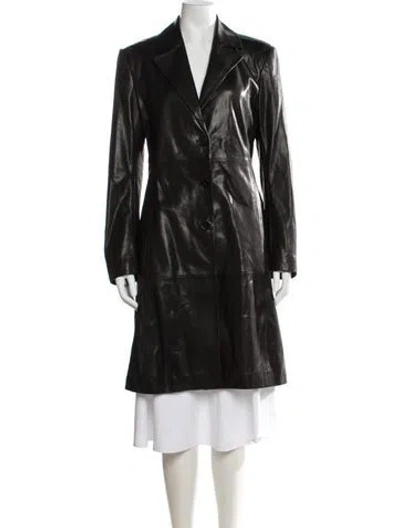 Pre-owned Nour Hammour Leather Coat In Black
