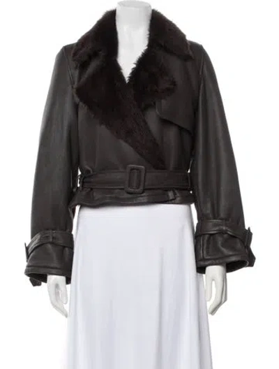 Pre-owned Nour Hammour Leather Coat In Black