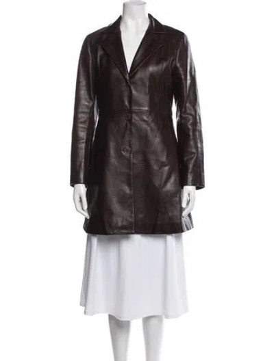 Pre-owned Nour Hammour Leather Coat In Brown
