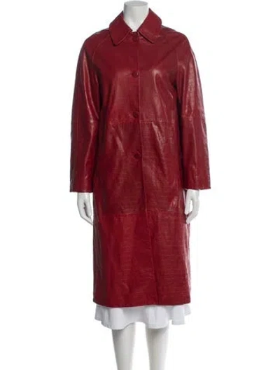 Pre-owned Nour Hammour Leather Coat In Red