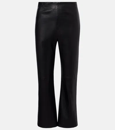 Nour Hammour Leather Cropped Slim Pants In Black