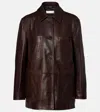 Nour Hammour Leather Jacket In Brown