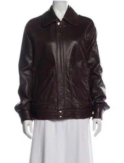 Pre-owned Nour Hammour Leather Jacket In Black