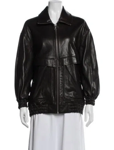 Pre-owned Nour Hammour Leather Jacket In Black