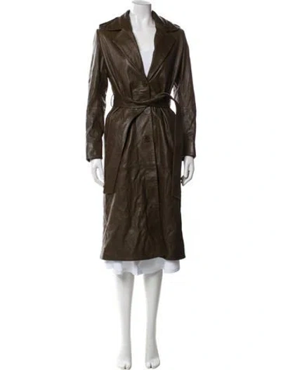 Pre-owned Nour Hammour Leather Jacket In Green