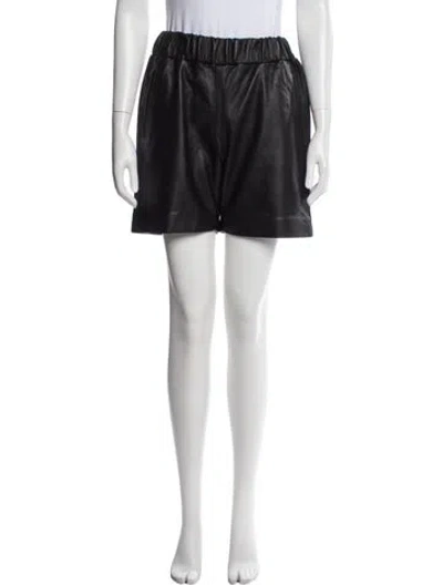 Pre-owned Nour Hammour Leather Mini Shorts In Black