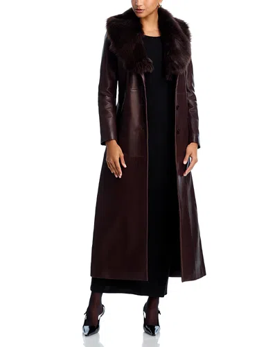 NOUR HAMMOUR LEATHER SHEARLING DAKOTA COAT