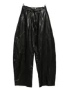 Nour Hammour Leather Wide-leg Trousers In Black