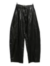 Nour Hammour Leather Wide-leg Trousers In Black
