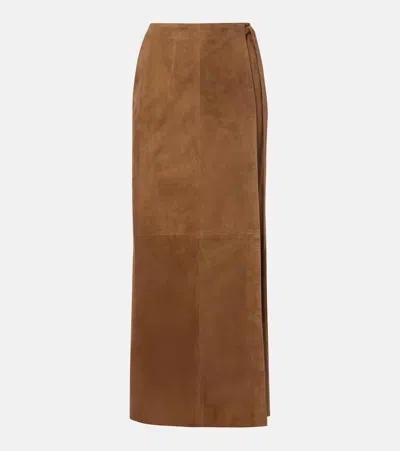 Nour Hammour Leather Wrap Skirt In Brown