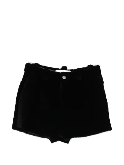 Nour Hammour Leontine Shearling Shorts In Black