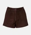 Nour Hammour Leontine Suede Shorts In Brown