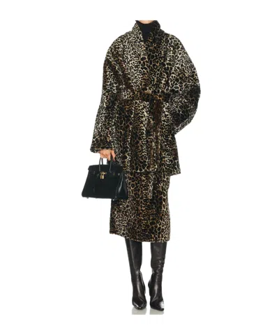 Nour Hammour Leopard-print Coat In Brown