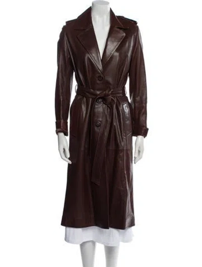 Pre-owned Nour Hammour Linen Trench Coat In Brown