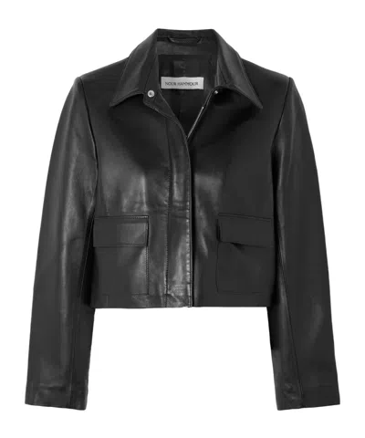 Nour Hammour Bleeker Cropped Paneled Leather Jacket In Black