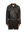 Nour Hammour Long-sleeved Leather Jacket In Brown