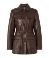 Nour Hammour Long-sleeved Leather Jacket In Brown
