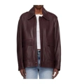 Nour Hammour Long-sleeved Leather Jacket In Burgundy