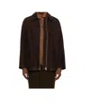 Nour Hammour Long-sleeved Suede Jacket In Brown