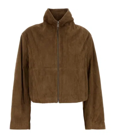 Nour Hammour Long-sleeve Leather Jacket In Brown