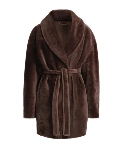 Nour Hammour Long-sleeved Coat In Brown