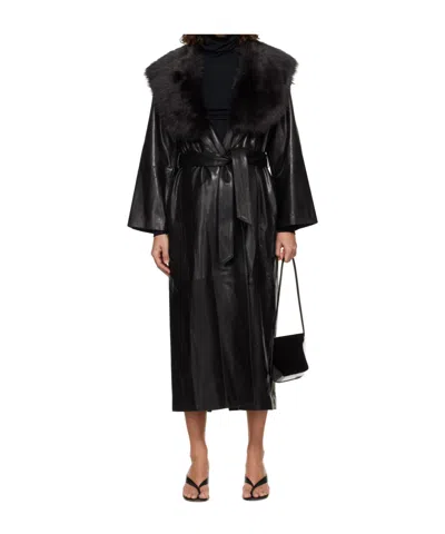 Nour Hammour Long-sleeved Coat In Black