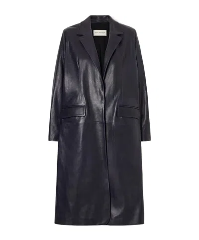 Nour Hammour Isaline Leather Coat In Blue
