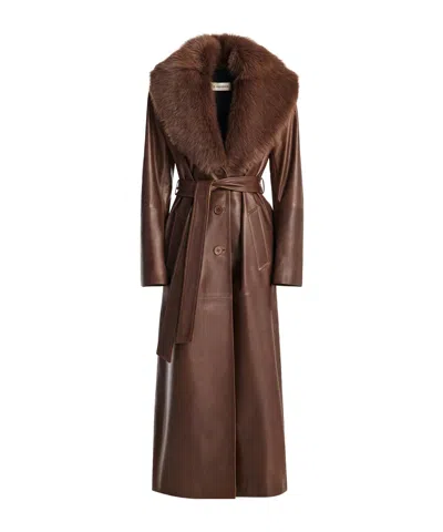 Nour Hammour Long-sleeved Coat In Brown