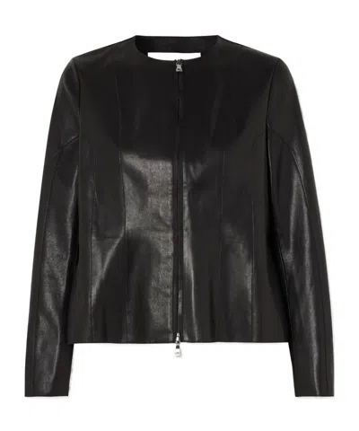 Nour Hammour Long-sleeved Leather Jacket In Black
