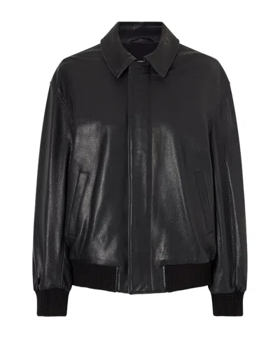 Nour Hammour Long-sleeved Leather Jacket In Black