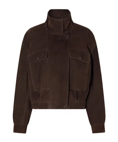 Nour Hammour Quincy Paneled Suede Jacket In Brown