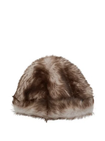 Nour Hammour Louve Shearling Hat In Burgundy