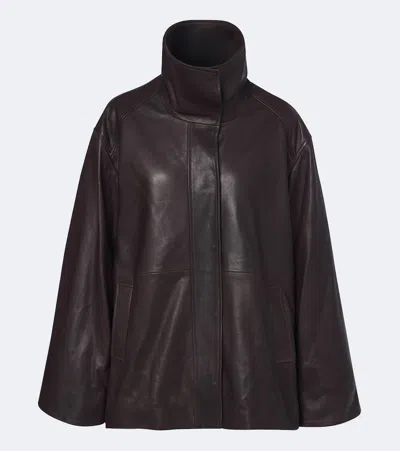 Nour Hammour Lowen Leather Jacket In Brown