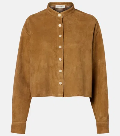 Nour Hammour Lucien Suede Cropped Jacket In Brown