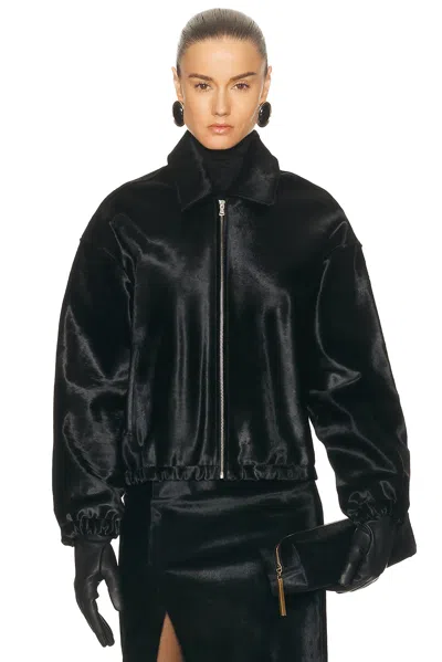 Nour Hammour Luna Ponyhair Jacket In Black