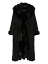 Nour Hammour Marlene Fur-trimmed Suede Coat In Black