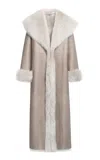 Nour Hammour Marlene Lambskin Shearling Trench In Light Grey